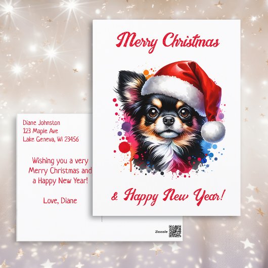 Chihuahua Hond in Santa Hat Kerstmis Briefkaart