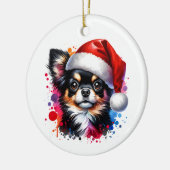 Chihuahua Hond in Santa Hat Kerstmis Keramisch Ornament (Links)
