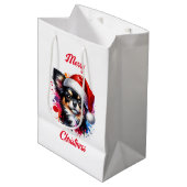Chihuahua Hond in Santa Hat Kerstmis Medium Cadeauzakje (Voorkant Gekanteld)