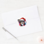 Chihuahua Hond in Santa Hat Kerstmis Ronde Sticker (Envelop)