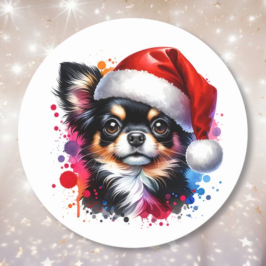 Chihuahua Hond in Santa Hat Kerstmis Ronde Sticker