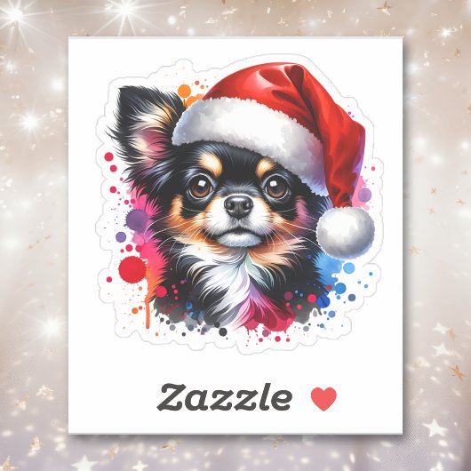 Chihuahua Hond in Santa Hat Kerstmis Sticker