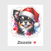 Chihuahua Hond in Santa Hat Kerstmis Sticker (Vel)