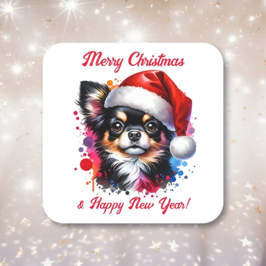 Chihuahua Hond in Santa Hat Kerstmis Vierkante Sticker