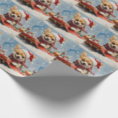 Chihuahua Hond in Sledge Laat het Sneeuw Kerstmis Cadeaupapier (Hoek)