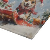 Chihuahua Hond in Sledge Laat het Sneeuw Kerstmis Snijplank (Hoek)