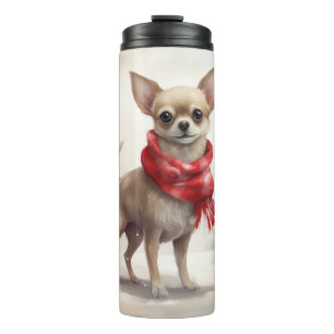 Chihuahua-hond in Sneeuw Kerst Thermosbeker