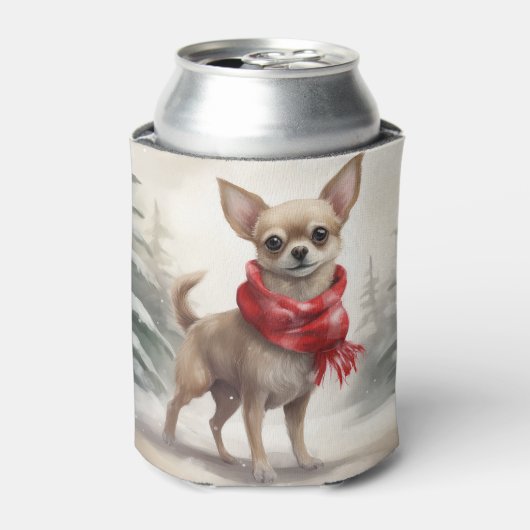 Chihuahua Hond in Sneeuw Kerstmis Blikjeskoeler (Blikje Voorkant)
