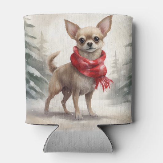Chihuahua Hond in Sneeuw Kerstmis Blikjeskoeler (Achterkant)