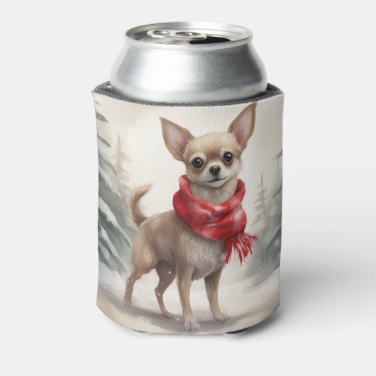 Chihuahua Hond in Sneeuw Kerstmis Blikjeskoeler (Blikje Achterkant)