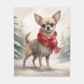 Chihuahua Hond in Sneeuw Kerstmis Fleece Deken (Voorkant)