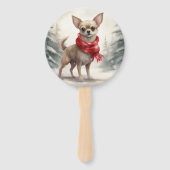 Chihuahua Hond in Sneeuw Kerstmis Handwaaier (Voorkant)