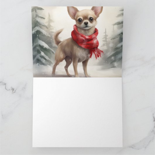 Chihuahua Hond in Sneeuw Kerstmis Kaart (Binnen)