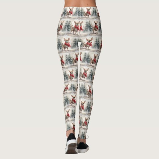 Chihuahua Hond in Sneeuw Kerstmis Leggings (Achterkant)