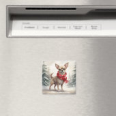Chihuahua Hond in Sneeuw Kerstmis Magneet (Insitu (Vaatwasser))