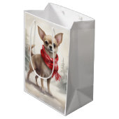 Chihuahua Hond in Sneeuw Kerstmis Medium Cadeauzakje (Achterkant Gekanteld)