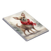 Chihuahua Hond in Sneeuw Kerstmis Notitieboek (Rechterzijde)