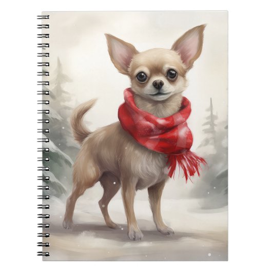 Chihuahua Hond in Sneeuw Kerstmis Notitieboek (Voorkant)