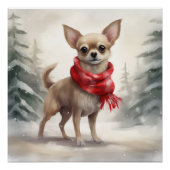 Chihuahua Hond in Sneeuw Kerstmis Perfect Poster (Voorkant)