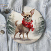 Chihuahua Hond in Sneeuw Kerstmis Ronde Button 6,0 Cm (In situ)