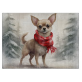 Chihuahua Hond in Sneeuw Kerstmis Snijplank (Voorkant)