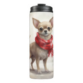 Chihuahua Hond in Sneeuw Kerstmis Thermosbeker (Voorkant)
