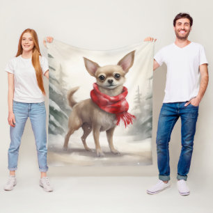 Chihuahua-hond in sneeuw met Kerstmis Fleece Deken