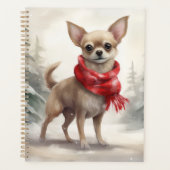 Chihuahua-hond in sneeuw met Kerstmis Planner (Voorkant)