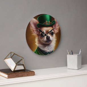 Chihuahua-hond in St. Patrick's Day-jurk Grote Klok