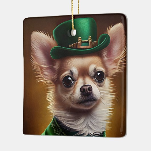 Chihuahua-hond in St. Patrick's Day-jurk Keramisch Ornament (Links)