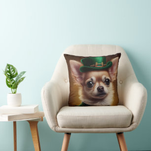 Chihuahua-hond in St. Patrick's Day-jurk  Kussen