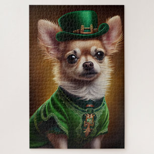 Chihuahua-hond in St. Patrick's Day-jurk Legpuzzel