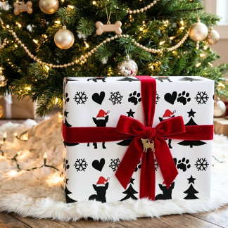 Chihuahua-hond kerst-silhouetpatroon cadeaupapier