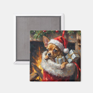Chihuahua-hond Kerstkous Verrassings Kunst Magneet