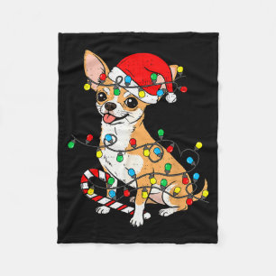 Chihuahua-hond kerstlichtjes Kerstman Kerstmis hui Fleece Deken