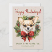 Chihuahua Hond Kerstmis Gelukkige Pawholidays Feestdagenkaart (Voorkant)