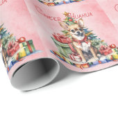 Chihuahua Hond Kerstmis thema inpakpapier (Rol Hoek)