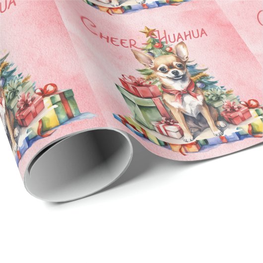 Chihuahua Hond Kerstmis thema inpakpapier (Rol Hoek)