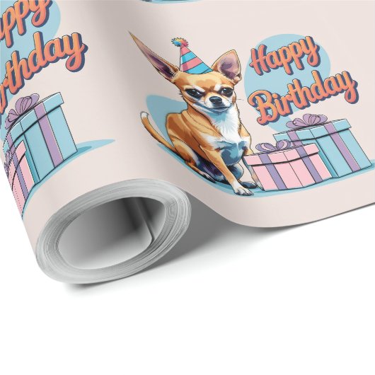 Chihuahua Hond Kleurrijk Cadeaupapier (Rol Hoek)