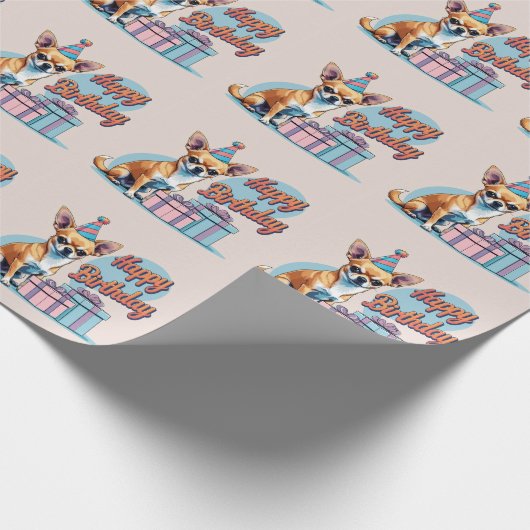Chihuahua Hond Kleurrijk Cadeaupapier (Hoek)