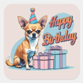 Chihuahua Hond Kleurrijk Vierkante Sticker (Voorkant)
