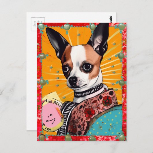 Chihuahua Hond Kleurrijke Collage Briefkaart (Voorkant / Achterkant)