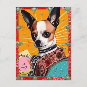 Chihuahua Hond Kleurrijke Collage Briefkaart