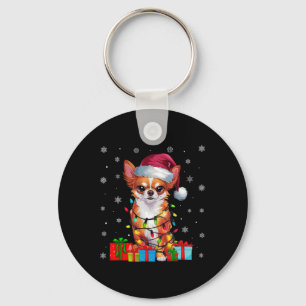 Chihuahua Hond Lelijke Kerstverlichting Santa Chih Sleutelhanger