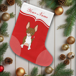 Chihuahua Hond Lief Cartoon Bruin Wit Naam Grote Kerstsok
