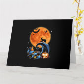 chihuahua hond maan pompoen halloween kostuum cade kaart (Gele Bloem)