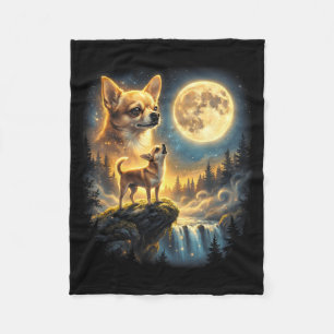 Chihuahua-hond maanverlichte nacht kunst chihuahua fleece deken