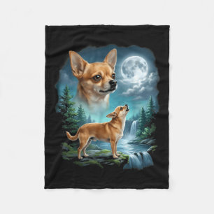 Chihuahua-hond maanverlichte nacht kunst chihuahua fleece deken