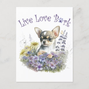Chihuahua Hond Mam Bloemen Briefkaart