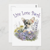 Chihuahua Hond Mam Bloemen Briefkaart (Voorkant / Achterkant)